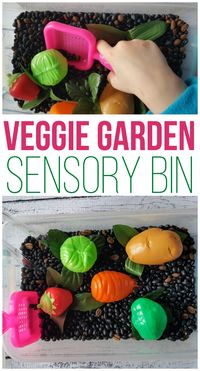 Sensory Bin Veggie Garden for Preschoolers