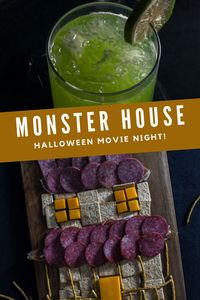 Have a fun and spooky Halloween movie night watching Monster House and enjoying these fun treats! For the snack, make a Monster House charcuterie board that looks just like the house. For the drink, shake up a sour apple Mountain Dew cocktail and don't miss the Mountain Dew reference made in the movie!