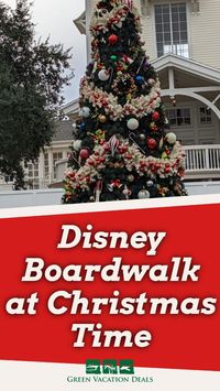 Enjoy a Disney Boardwalk Christmas trip in Orlando Florida! Disney Boardwalk Inn Resort is a fun place to stay during the holiday season. Discover 5 reasons why it's an ideal hotel for a Disney Christmas season vacation. Learn about the delicious holiday treats & fun Christmas decor. And find out about great holiday events within walking distance, like the Candlelight Processional, Jollywood Nights, Santa’s Dancing Lights Spectacular & more. #disneyboardwalkchristmas #disneyboardwalkinnresort