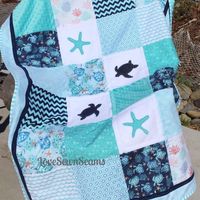 Sea Turtle baby quilt/Modern Sea Turtle quilt/Sea Turtle | Etsy