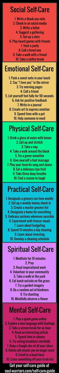 Step up your self care with this free printable guide - click through to http://www.soul-warriors.com/self-care-guide/ to download your copy.