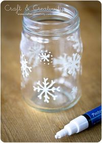 Christmas glass lanterns -- add epsom salts for snow then a candle...fun to make w/ the boys