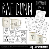 I'm sure if you are reading this then you have heard of Rae Dunn coffee mugs. If not, they are one of the hottest trends right now. My obsession with these mugs led me to creating these classroom supply labels. Inspired by the mugs, I created white labels using that adorable font!