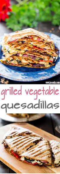 Grilled Vegetable Quesadillas with fresh mozzarella cheese and pesto - using fresh ingredients found at your local market, these quesadillas are perfect for a healthy lunch or dinner.