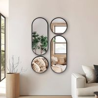 Embrace opulence with the charm of this 4 pc wall mirror set, a captivating art on wall designed to enhance any interior setting. Measuring 68cm (27 inches) in diameter, this sizable decorative mirror effortlessly becomes the focal point of your living room or office, while its sleek black frame complements a variety of styles, including minimalist, modern contemporary, classic, eclectic, or farmhouse aesthetics. The decorative wall mirror set ensure a striking visual impact, creating the illusi