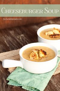 Cheeseburger Soup from #bunsinmyoven.com