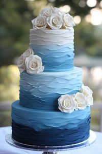 Discover Your Dream Blue Wedding Cake: 24 Stunning Designs •