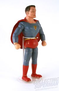 The first Superman action figure! This wood jointed and composition Superman doll was first sold by the Ideal Novelty and Toy Company in 1940. It’s an important Superman item because it’s the first Superman doll, and the first Superman action figure. Heck, it’s also the first superhero action figure. A cool piece of vintage comic character history.