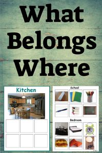 What Belongs Where Activity, great for Pre-K, K and kids with autism. The places included are: School, circus, farm, hospital, kitchen, bedroom, living room, bathroom.  #sped #tpt #autism #activities #teaching #autism #ESL For more resources follow https://www.pinterest.com/angelajuvic/autism-and-special-education-resources-angie-s-tpt/