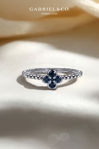 Sterling Silver Floral Sapphire Bujukan Ring LR51911SVJSA