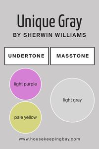 Unique Gray SW 6260 by Sherwin Williams isn’t just a simple gray. It has subtle hints of light purple and pale yellow mixed in. Think of these undertones as secret ingredients that change how we see the color. Usually, a color isn’t flat, it has depth, thanks to these hidden hues. They’re like the color’s personality, affecting how it looks in different lights and next to other colors. With Unique Gray, those light purple and pale yellow touches do something special.