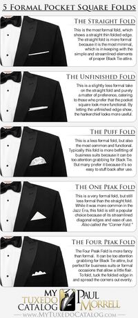 5 Formal Pocket Square Folds - MyTuxedoCatalog.com