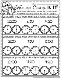 Telling Time Worksheets - Color the correct clock.