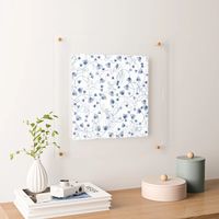 Flowers in knots pattern. floral, minimal, spring, white, blue, white-blue, blue-white Floating Acrylic Print