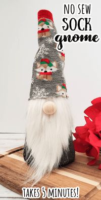 Learn how to make an easy no sew gnome from a sock using this tutorial made and just 5 minutes! This is the best quick and easy tutorial to learn how to make a DIY sock gnome. It's a great way to use a lonely sock!