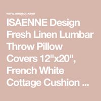 ISAENNE Design Fresh Linen Lumbar Throw Pillow Covers 12"x20", French White Cottage Cushion Covers with Green Branches Pattern Decoration Pillowcases for Bed,Living Room,Outdoor,Car