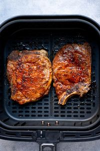 juicy pork chops made in the air fryer.