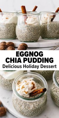 Eggnog chia pudding is the perfect way to enjoy a Christmas classic – in dessert form! It’s delectably creamy, filled with holiday spices, and it can be made with or without alcohol in the eggnog. Your choice! #christmasdessert #christmasrecipe #eggnog #chiapudding #chiaseedrecipes #chiaseeds