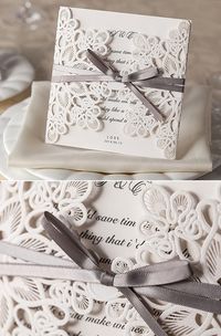 vintage laser cut lace pocket wedding invitation cards