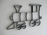 Train Engine Choo Choo Metal Wall Hanging - in Red for Easton's room