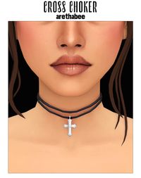 cord choker with a cross pendant. the sims 4 maxis match custom content. part of the halloween themed witchy ritual collection. public release: 28 october 2024