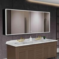 Orren Ellis 60'' W x 36'' H Recessed or Surface Mount Frameless LED Medicine Cabinet with Mirror and 3 Adjustable Shelves, Clock&Temp, Defogger, Interior LED Lighting | Wayfair