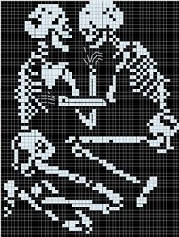 Buzy Bobbins: The Lovers of Valdaro - skeleton cross stitch design