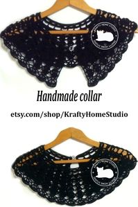 Wide #crochet #collar #detachable #neck #accessory #handmade #lace #shoulders #coverup #PeterPan #fashion #gift #handknit #embellishment