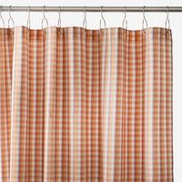 Inspired by the iconic view of San Francisco’s historical landmark, the Presidio Plaid Shower Curtain pays homage to the captivating colors of the golden gate bridge at sunset. Rich, warm hues of peach, tawny, and dune dance on a beige background while its classic plaid pattern adds a joyful, nostalgic touch. Pair it with our Blooming Field Collection or read our Bed Styling How-To for more tips. • 100% cotton percale • Sewn-in buttonhole eyelets • A Schoolhouse Original | Presidio Plaid Shower