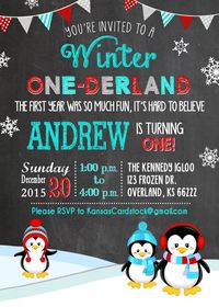 Winter Onederland Invitations, Wonderland Birthday Party Invitation, Boy First Birthday Invitation,