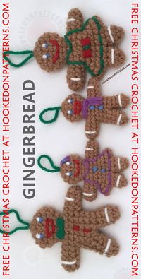 Gingerbread Man and Gingerbread Lady FREE crochet patterns - Looking for Christmas decorations? We've got just the ticket! Take a ride over to Hooked On Patterns for this Free Gingerbread Family crochet pattern.