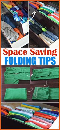 Need more space in your drawers? DiscoverHow To Fold Clothes to Save Space (Organizing Tip Using KonMari Folding Method). Highly effective.