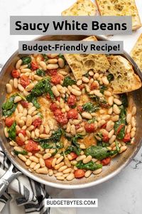 Saucy White Beans with Spinach