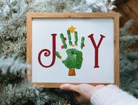 **Will customize if requested ♥ JOY Handprint Craft / Printable Christmas Signs Personalized / DIY Holiday Decor / Toddler Baby / Christmas Gift for Mom, Grandma, Aunt Easily & quickly create a beautiful and unique memory of your child's handprint. Perfect to give as a gift to a loved one. Hand write name/date and frame for a personal touch. ♥ Digital Download File: STEP 1. Download (an email will be sent to you). STEP 2. Print file at home or local print shop. STEP 3. Print child's handprint. ♥