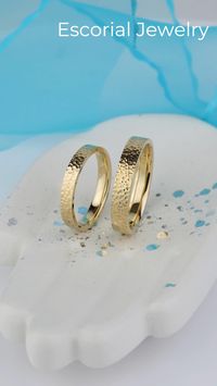 These wedding bands have a unique hammered texture that gives them a rustic, handcrafted look—perfect for couples who love a modern yet timeless style. The textured surface catches the light beautifully, symbolizing the many facets of your journey together. Celebrate your love with rings as special as your bond, made to last a lifetime.
The price is for a pair of rings. 