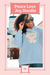 Cozy, stylish, and unique – these Peace Love Joy Hoodies for women are the perfect way to keep warm this season. Crafted from a soft, comfortable fabric, these trendy hoodies feature vibrant prints inspired by retro designs. Whether you wear it for running errands or just lounging around the house, these hoodies will liven up any day. Get yours today and add a splash of color to your wardrobe!