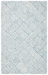 Light Blue & Ivory Hand Tufted Greek Key Motif Area Rug - Available in Multiple Sizes