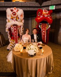 Chinese Lion Dancers at wedding reception