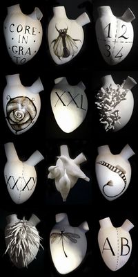 black and white - hearts - Ceramic hearts - Fos Ceramiche - Italy