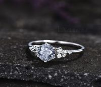 1ct Round Cut Gray Moissanite Ring Vintage Unique Snowdrift Engagement Ring Women White Gold Sterling Silver Diamond Ring Promise Ring Her - Etsy