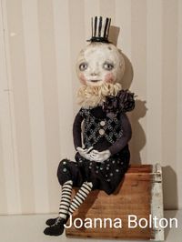 Man in the Moon doll - handmade doll -  folk art - doll OOAK - anthropomorphic  - artist doll - hand -sewn Large 19" long