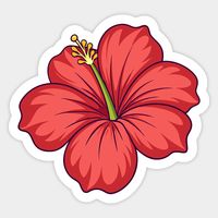 Red hibiscus floral illustration -- Choose from our vast selection of stickers to match with your favorite design to make the perfect customized sticker/decal. Perfect to put on water bottles, laptops, hard hats, and car windows. Everything from favorite TV show stickers to funny stickers. For men, women, boys, and girls.