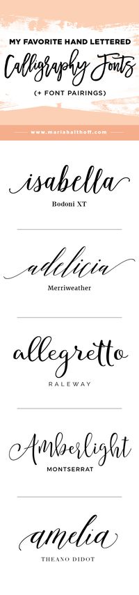 Calligraphy and hand lettering is super trendy these days and goes great with fun, feminine brands as well as weddings and other fancier events. If you have no hand lettering skills, why not download modern calligraphy fonts instead?!