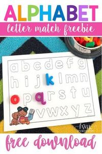 Students will love matching these letters and practicing their alphabet knowledge with this fun download! #alphabetpractice #kindergarten