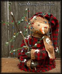 Primitive Snowman Stump Doll Tangled in by auntmannyscreations