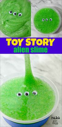 This Alien Toy Story Slime is super fun for kids to make and it is based on a beloved character from the series. It would be a great party favor for a Toy Story themed party. #slime #alienslime #slimerecipe