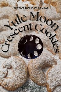 These rich, buttery Yule moon crescent cookies are a rich, nutty shortbread sprinkled with snow-white powdered sugar. They’re one of my favorite Christmas cookies, and I don’t think a holiday cookie plate is complete without them. They don’t require any rolling or chilling, and are easy and quick to shape and bake. They're simple enough for even your little helpers to shape, so definitely try these if you’re baking with kids! #holidaybaking #yule #crescentcookie #wintersolstice