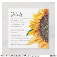 Yellow Brown White Sunflower Wedding Details Enclosure Card #sunflower #wedding #enclosurecard #zazzlemade