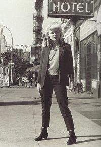 Blondie singer Debbie Harry in New York City, New York, United States, 1976, photograph by Bob Gruen.