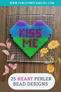 25 Heart Perler Bead Patterns, Designs and Ideas